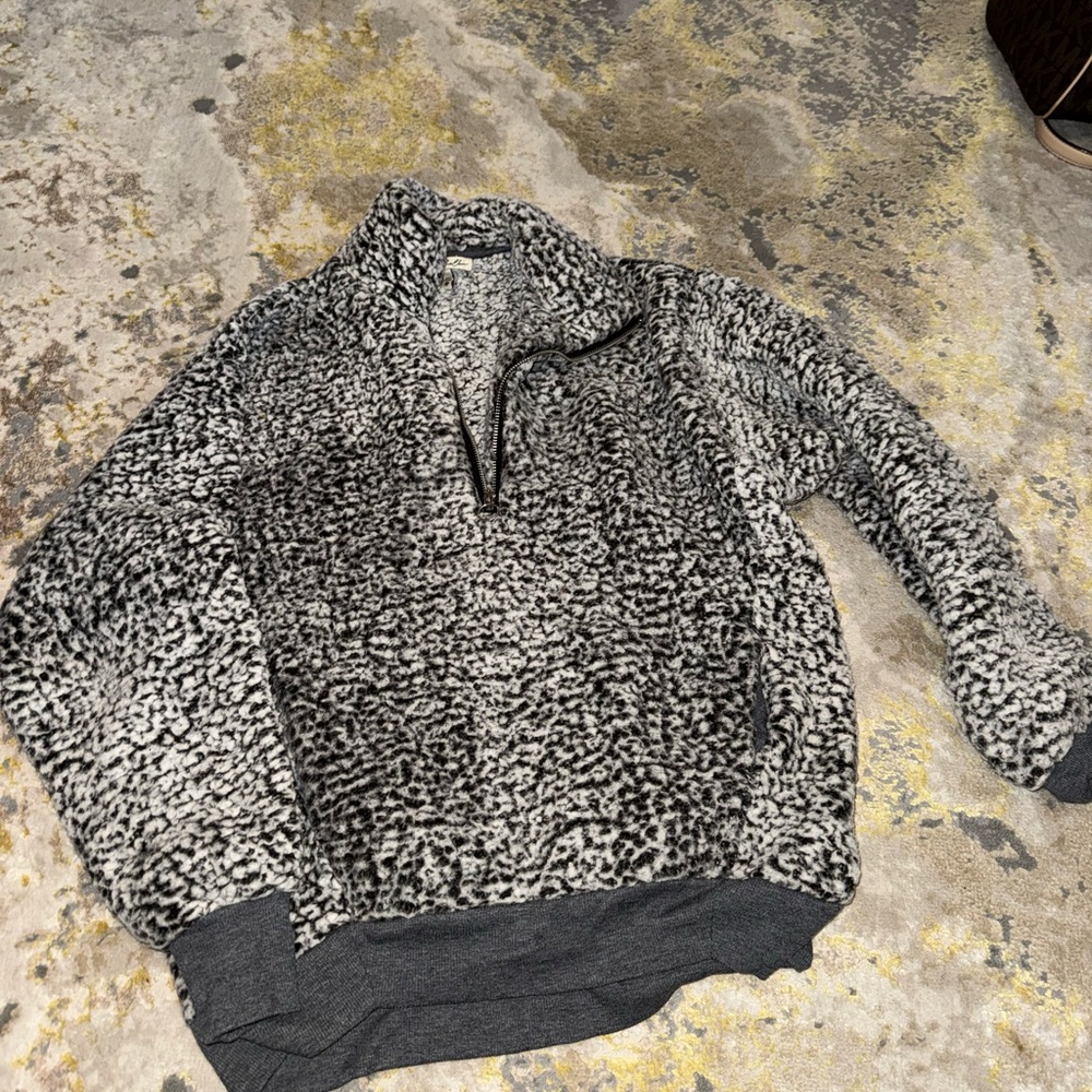 Express Black and Gray Zip-Up Sweater